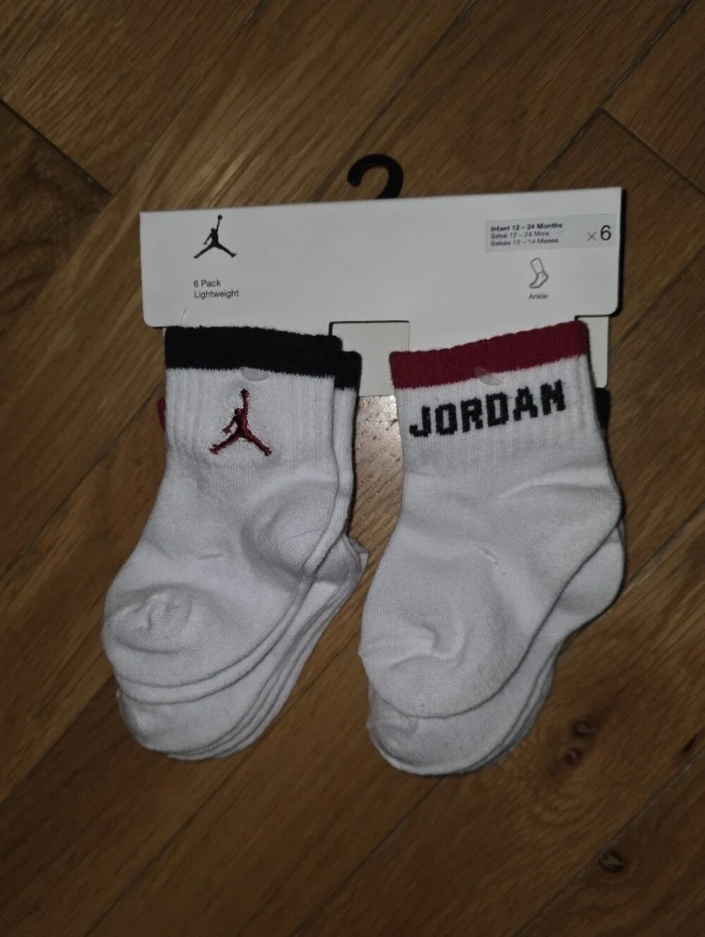 New INFANT NIKE JORDAN 23 Air JUMPMAN 6PK SOCKS RED GRAY WHITE BLACK 12-24